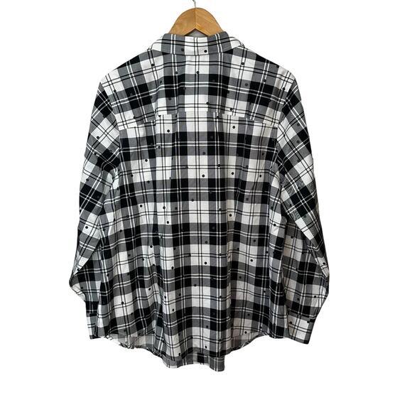 Talbots Plus Button Up Shirt Womens Plus Size 2X Black White Career Work Office - Picture 3 of 8